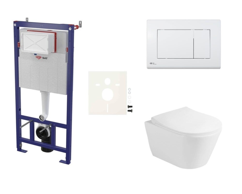 Cenově zvýhodněný závěsný WC set SAT do lehkých stěn / předstěnová montáž+ WC Glacera Ava SIKOSSAVA20K